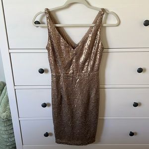 Champagne Showers Matte Bronze Sequin Bodycon Dress